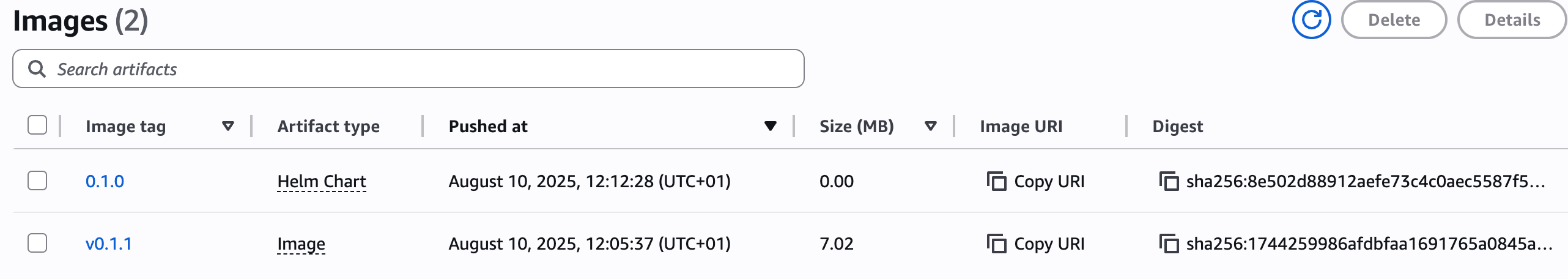 ECR repo of demo app 